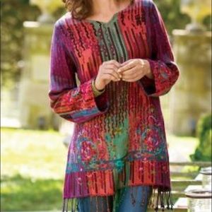 Soft Surroundings Colorful Tunic Top, Embroidered
